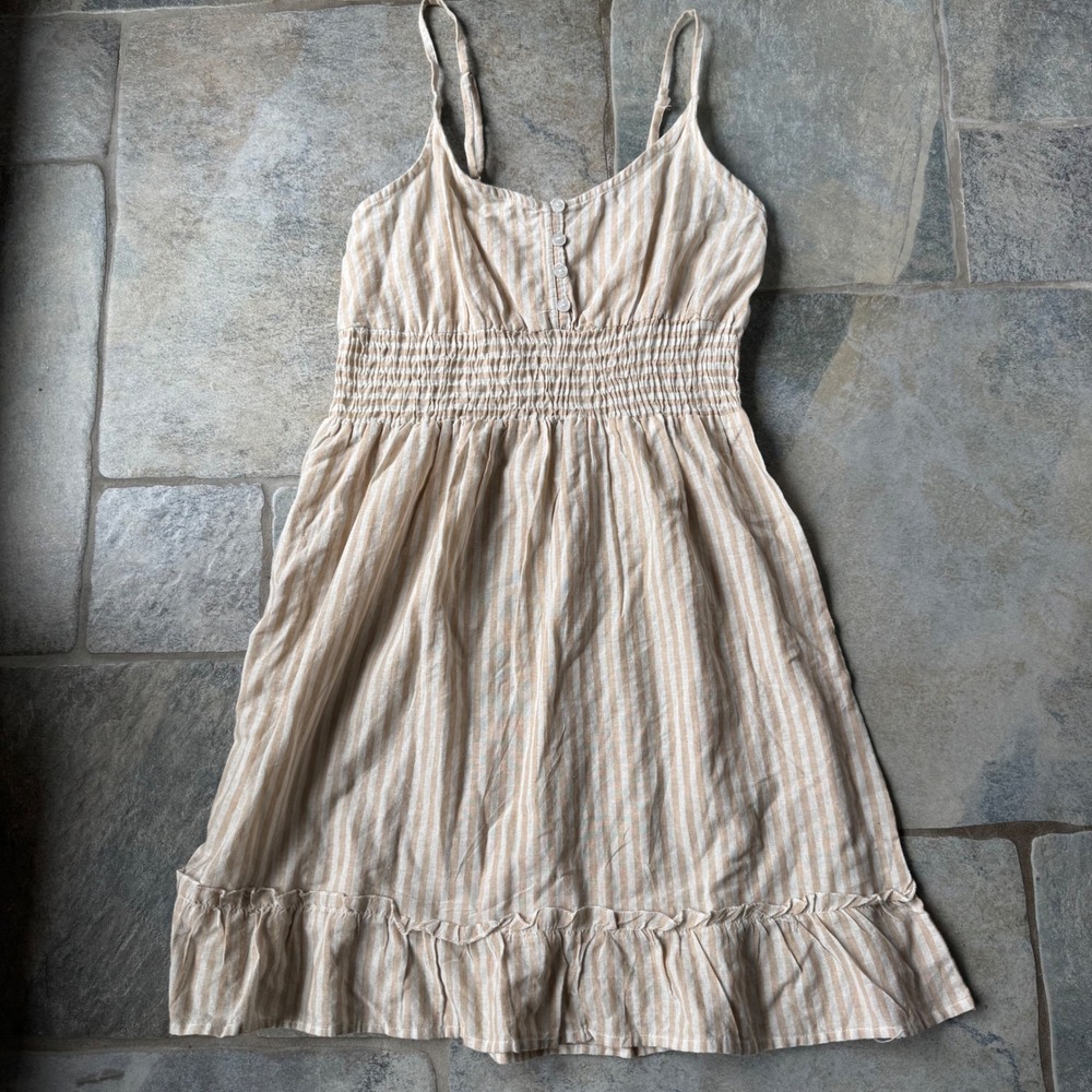 Indian Emporium Striped Smocked‎ Midi Dress Free Size Boho Cottagecore